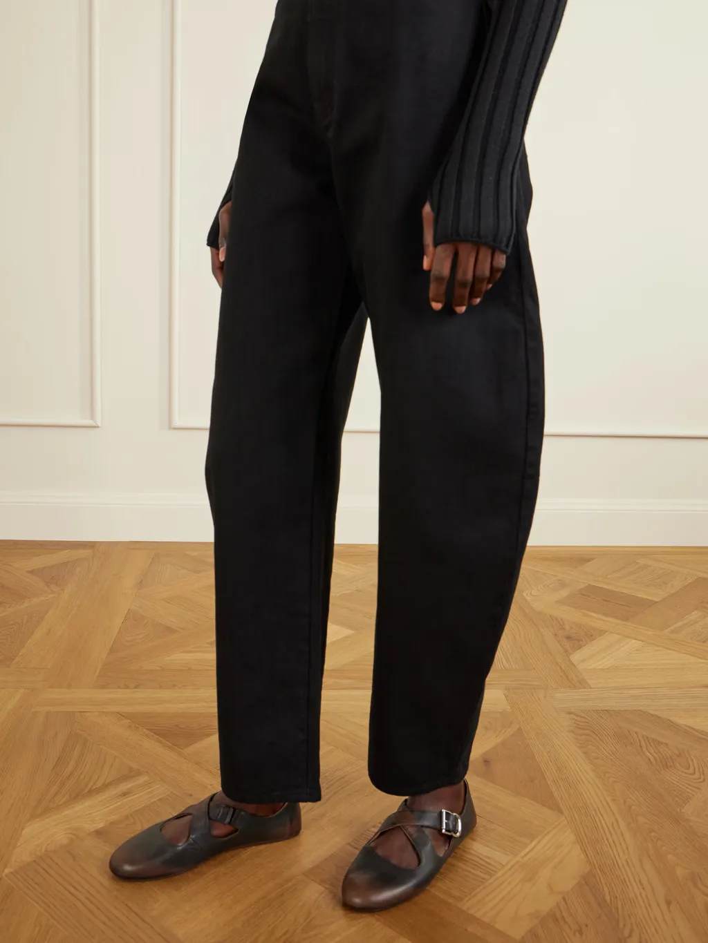 Cross Leather Ballet Flats