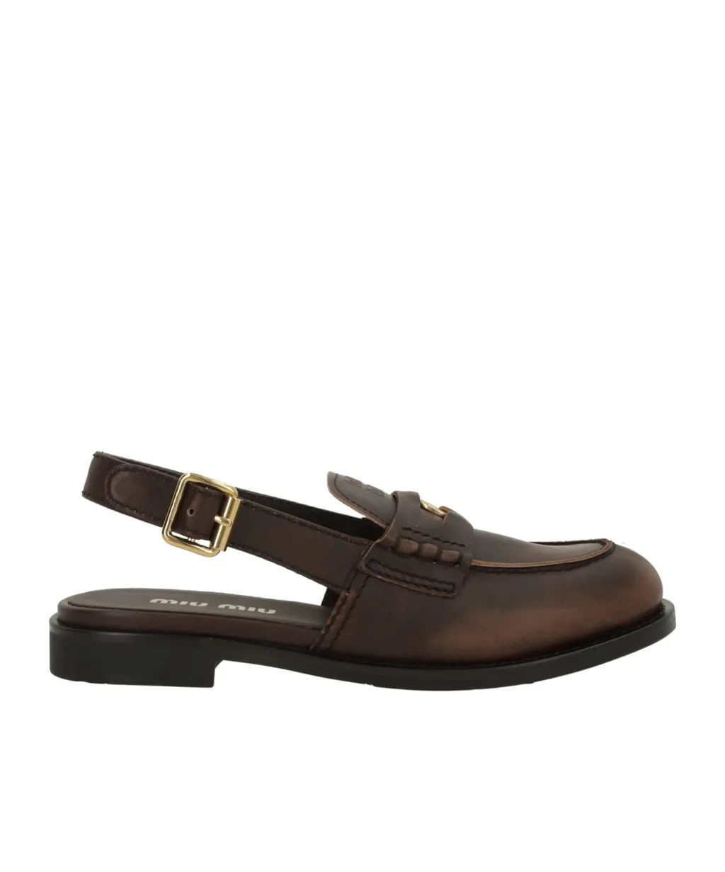 Miu Miu Round-Toe Slingback Loafers