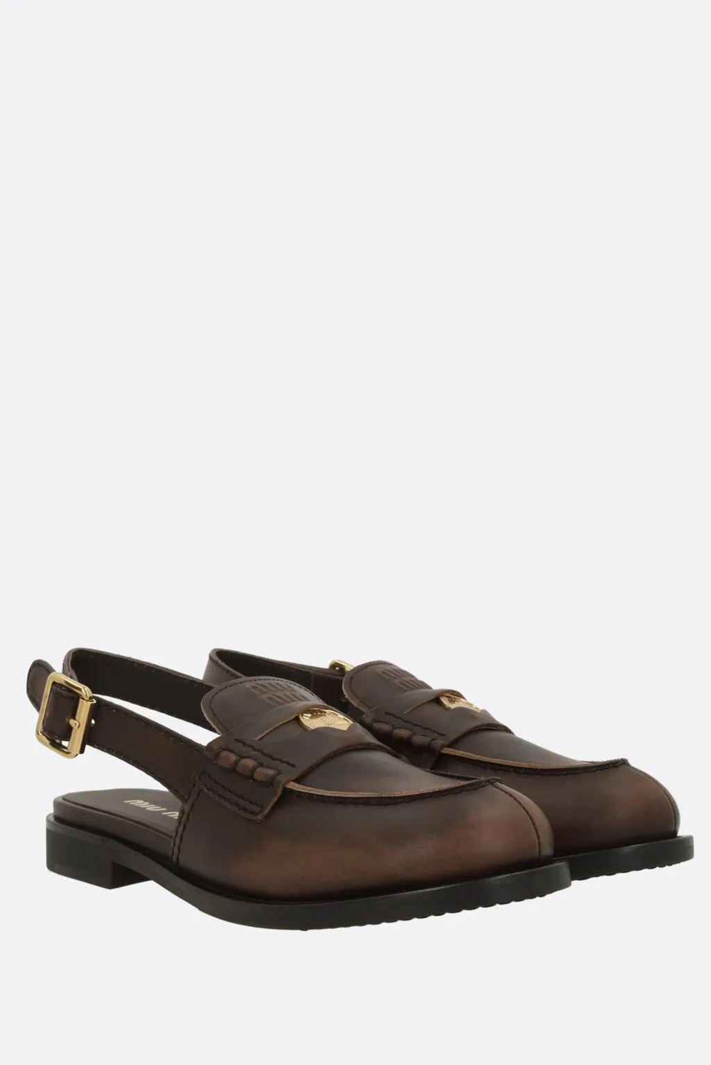 Miu Miu Round-Toe Slingback Loafers