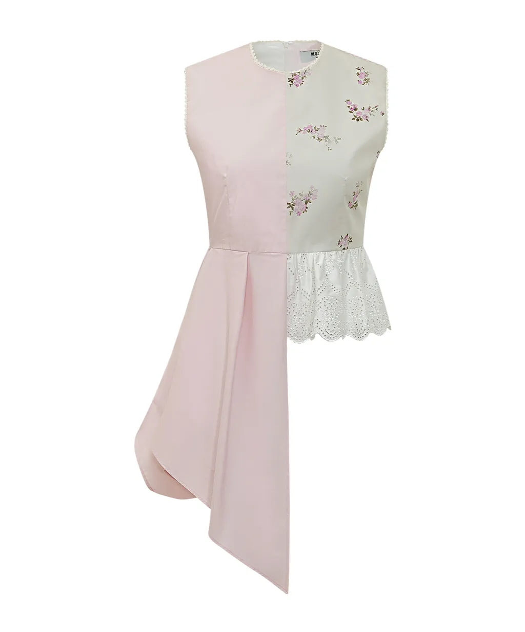 Msgm Asymmetric Panelled Top