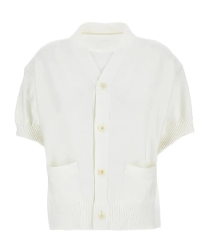 Sacai Short-Sleeved V-Neck Cardigan