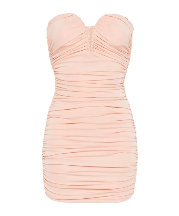 Sweetheart-Neckline Ruched Mini Dress