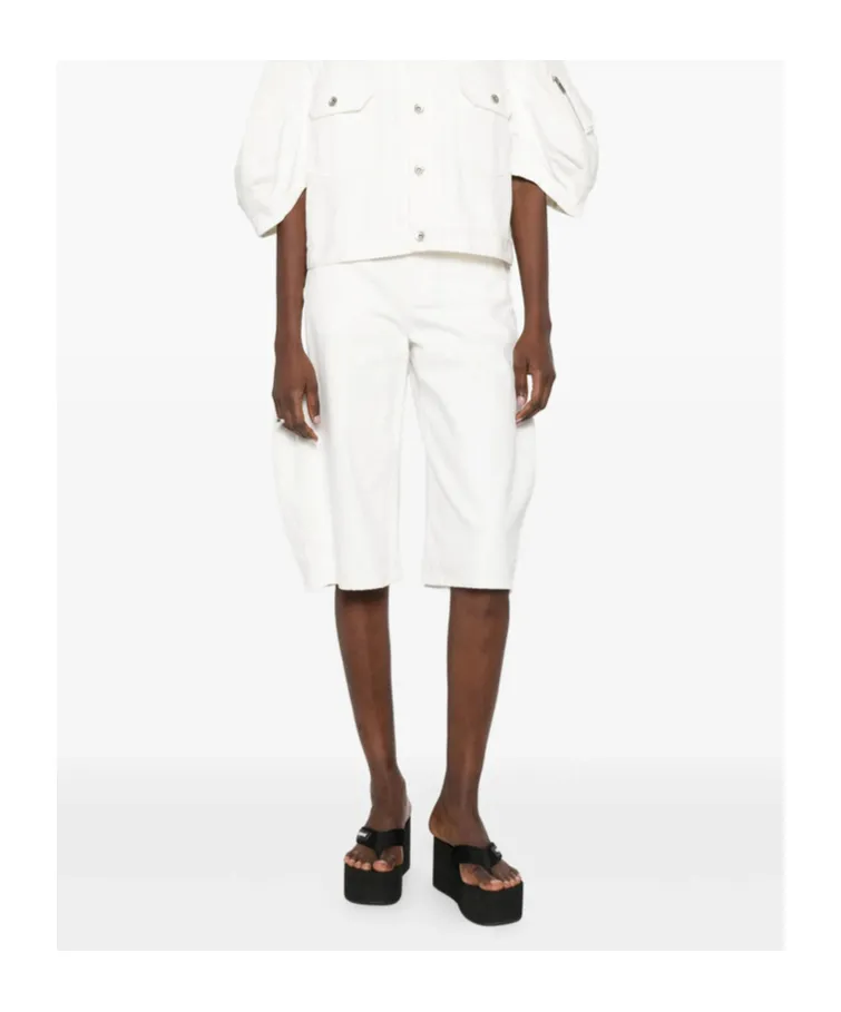 Sacai Belted Cropped Denim Shorts