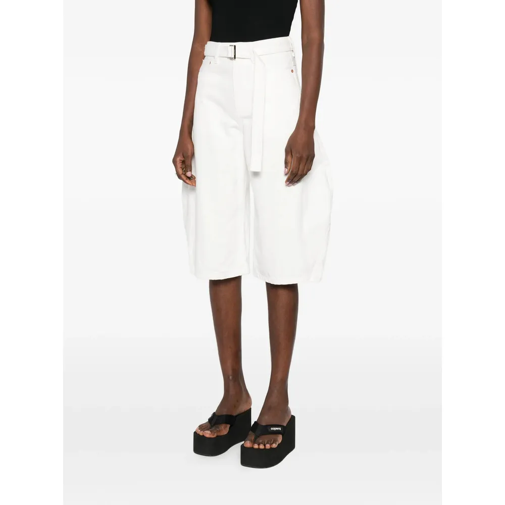 Sacai Belted Cropped Denim Shorts