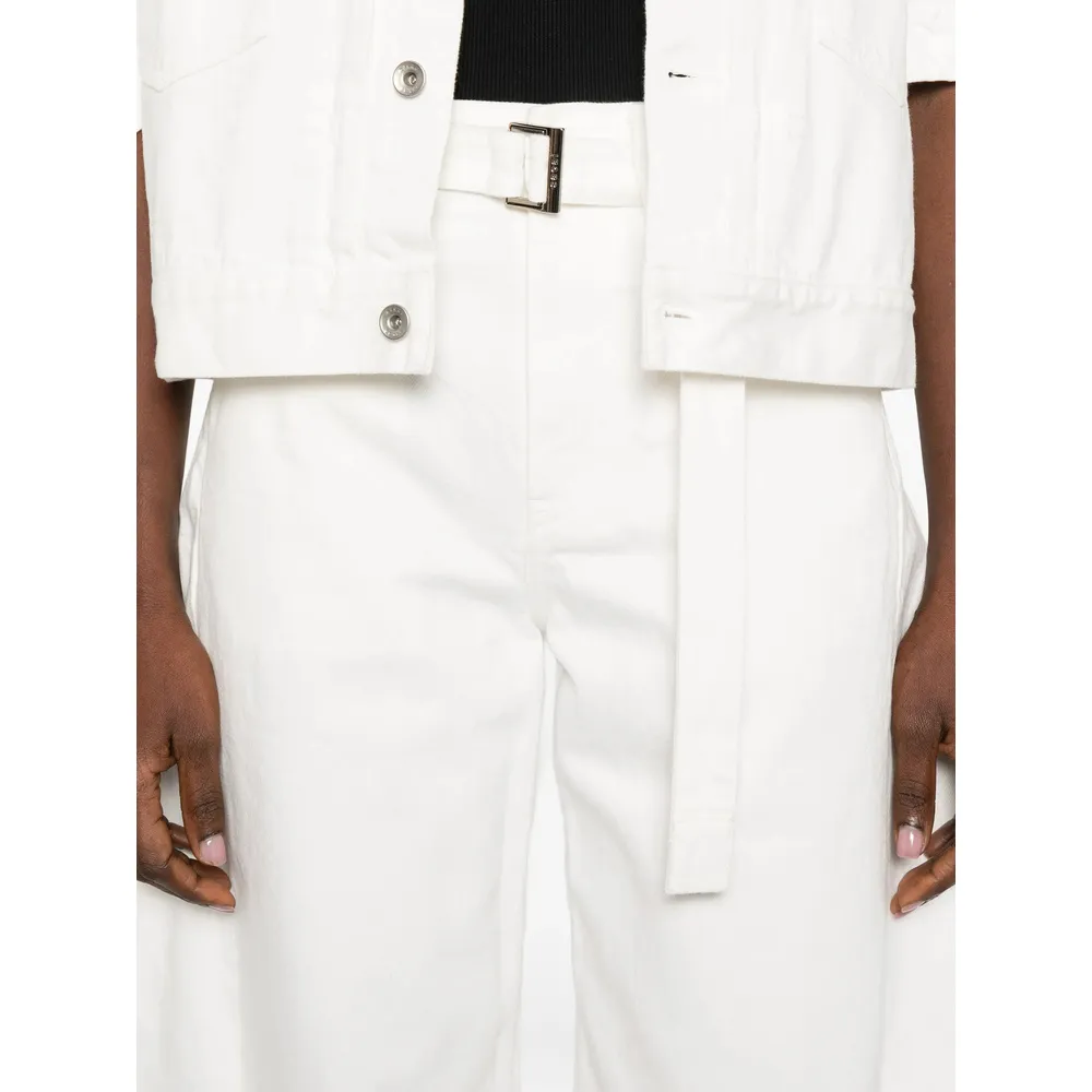 Sacai Belted Cropped Denim Shorts