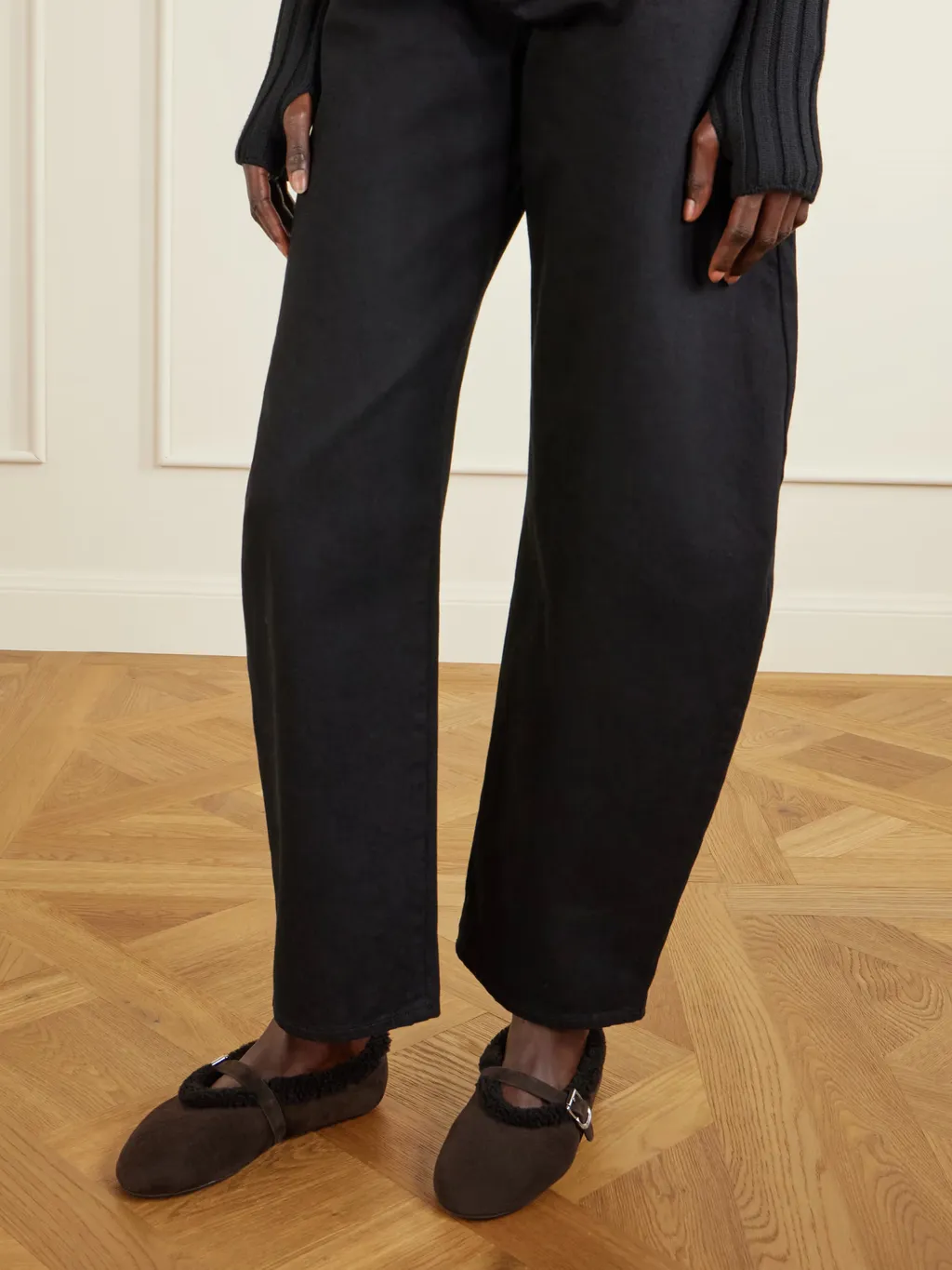 Buckled Wool Ballet Flats