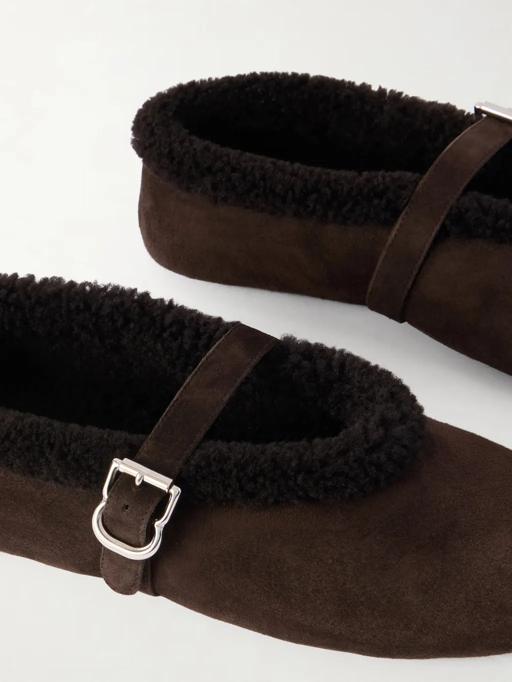 Buckled Wool Ballet Flats