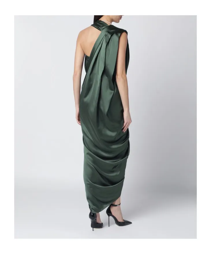Satin Draped Midi Dress