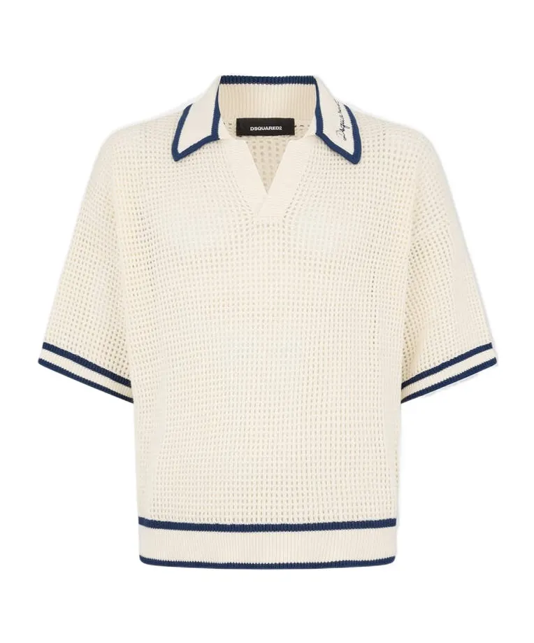 Open Work Knit Polo