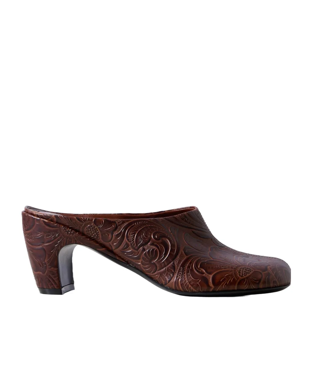 Embossed Leather Mules