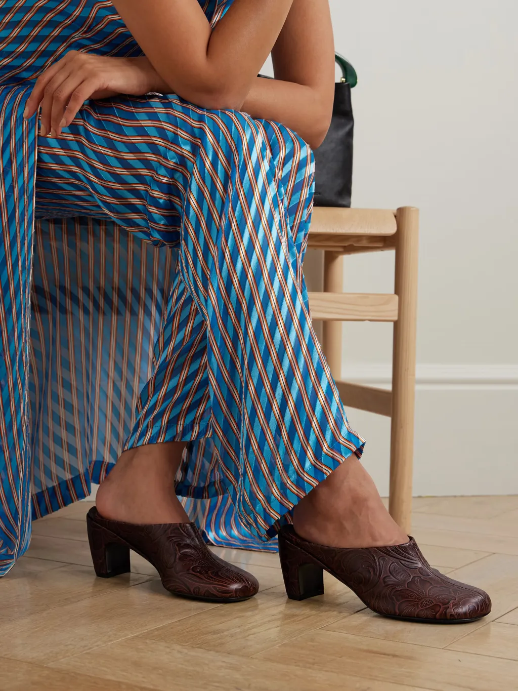 Embossed Leather Mules