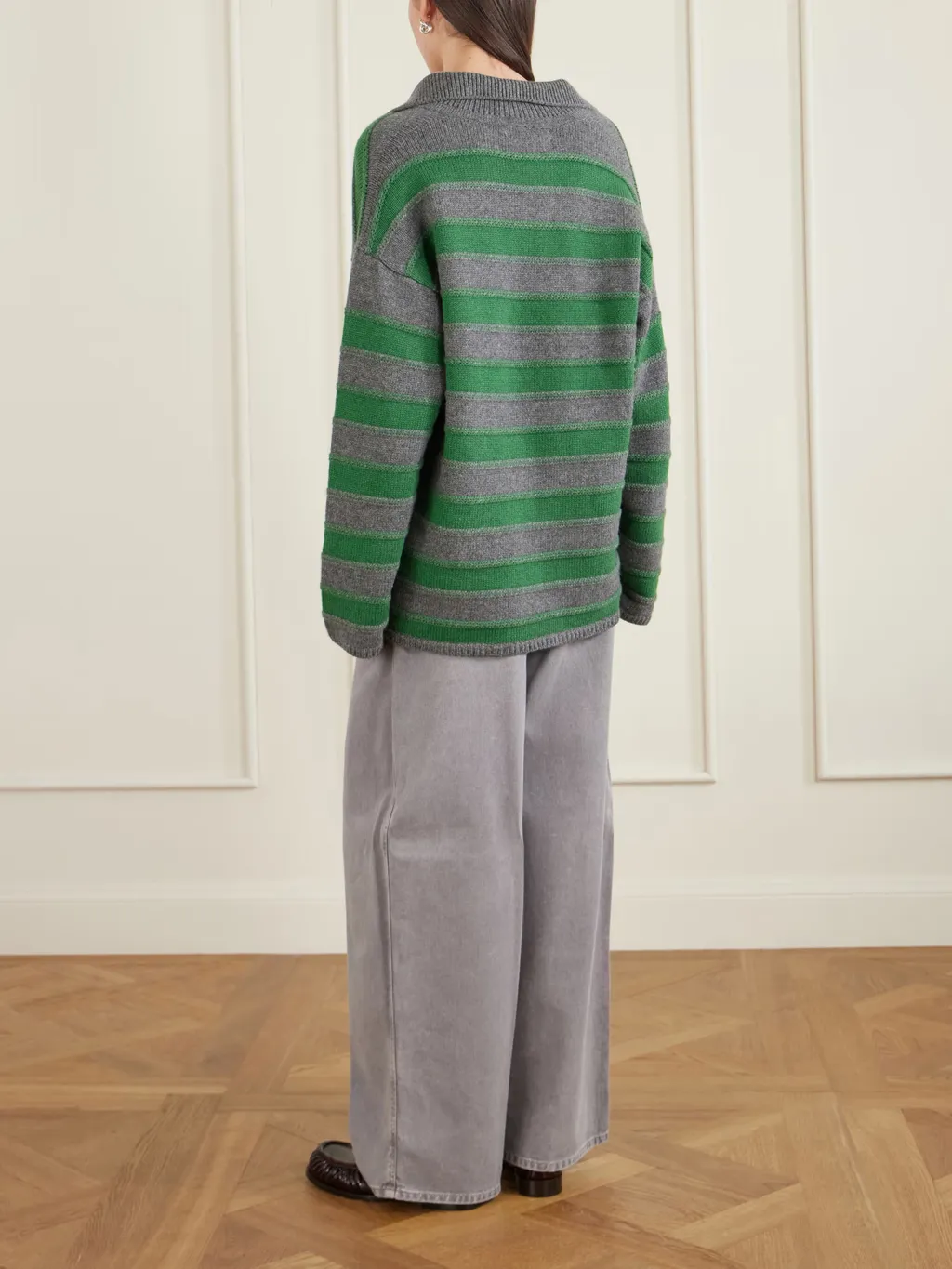 Dume Striped Cashmere Polo Sweater