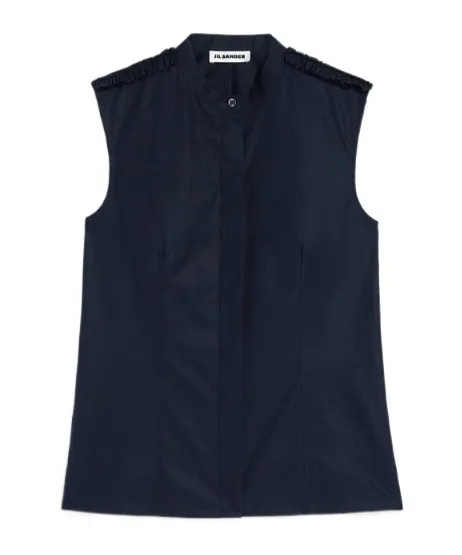 Cotton Poplin Ruffle Top