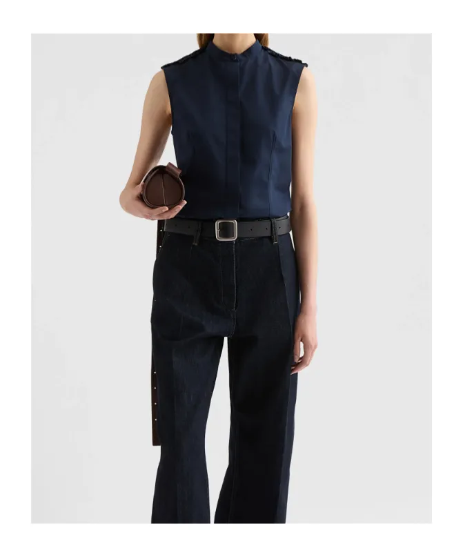 Cotton Poplin Ruffle Top