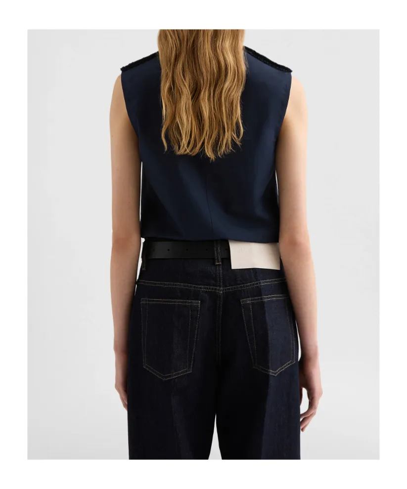 Cotton Poplin Ruffle Top