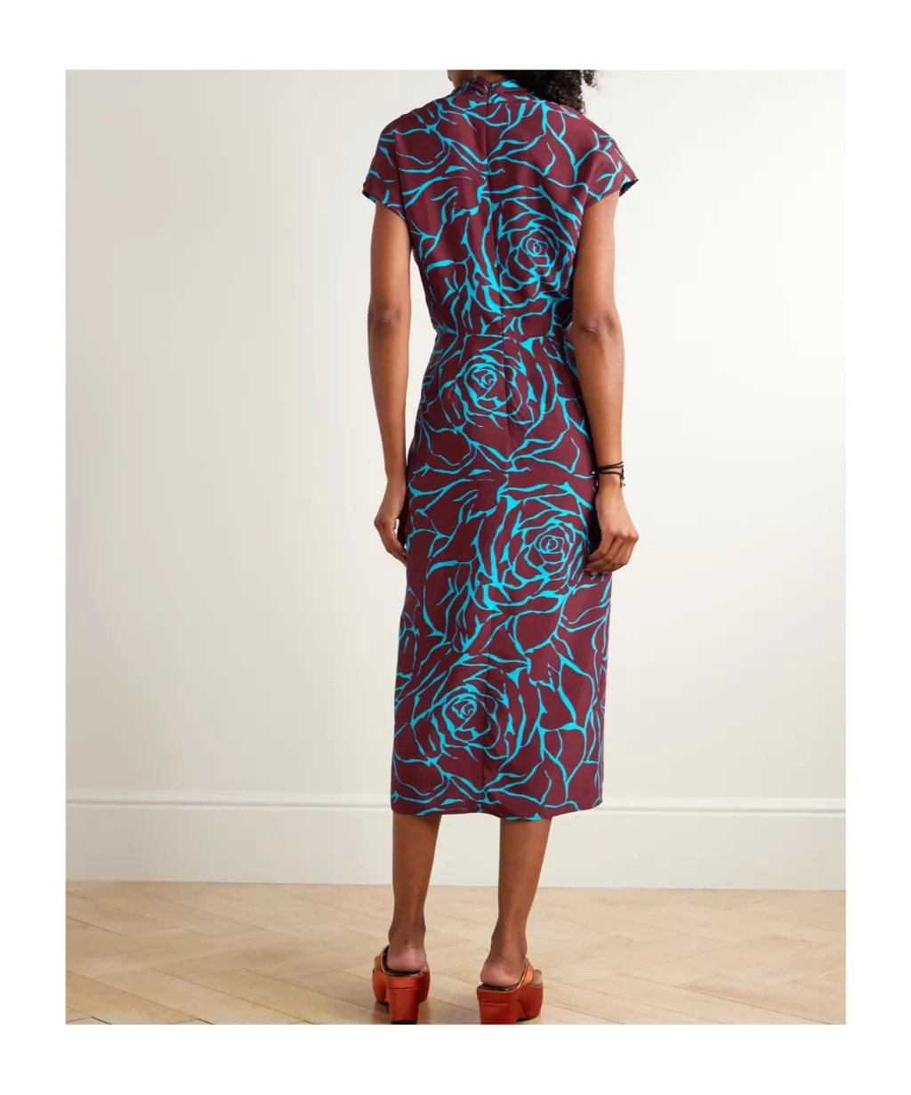 Wrap-Style Printed Midi Dress