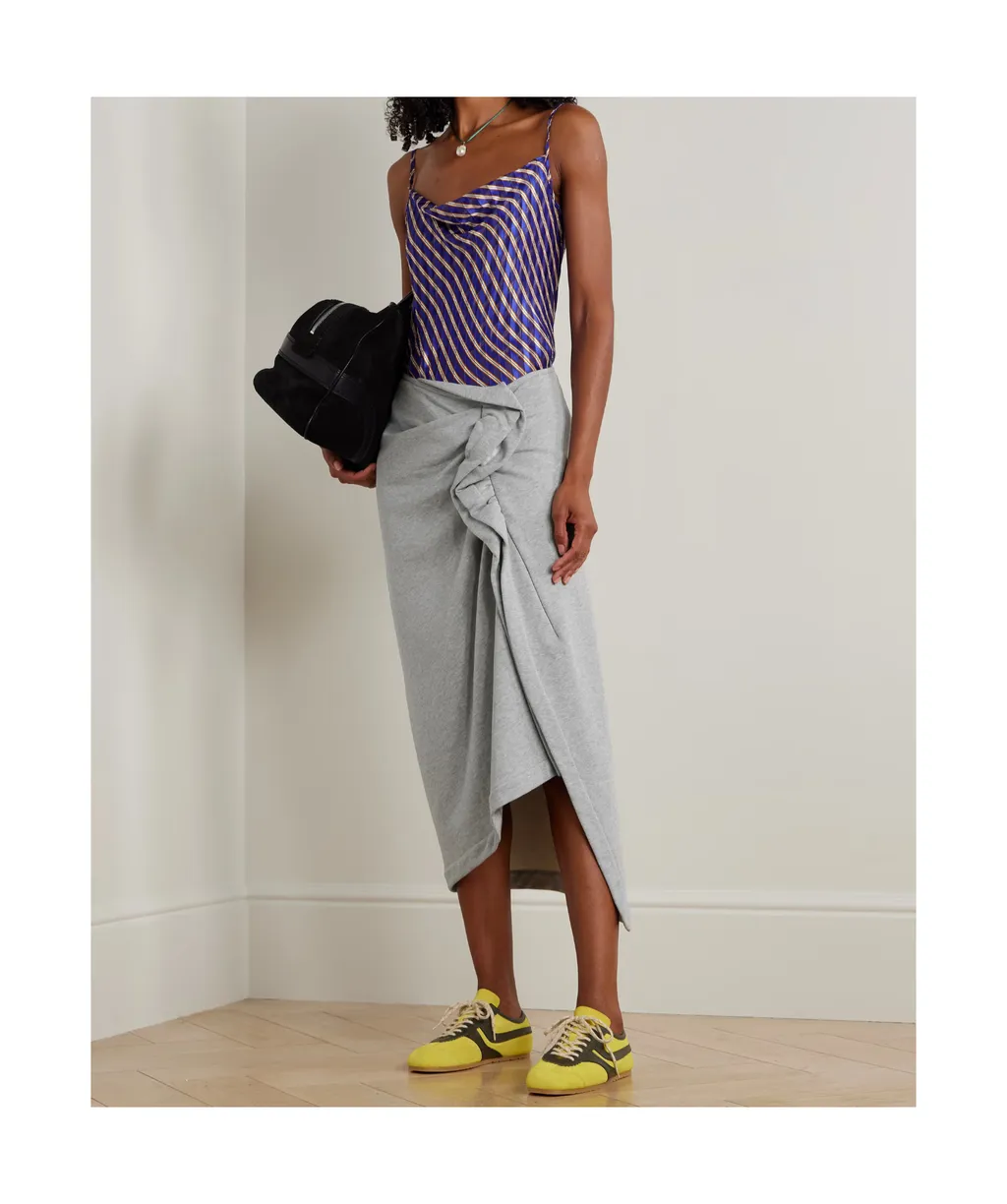Pleated Asymmetrical Midi Skirt
