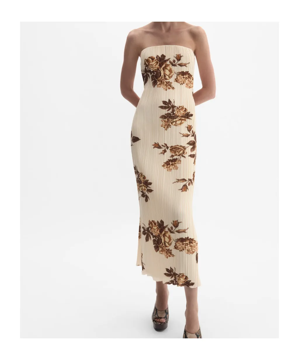 Strapless Floral Print Dress