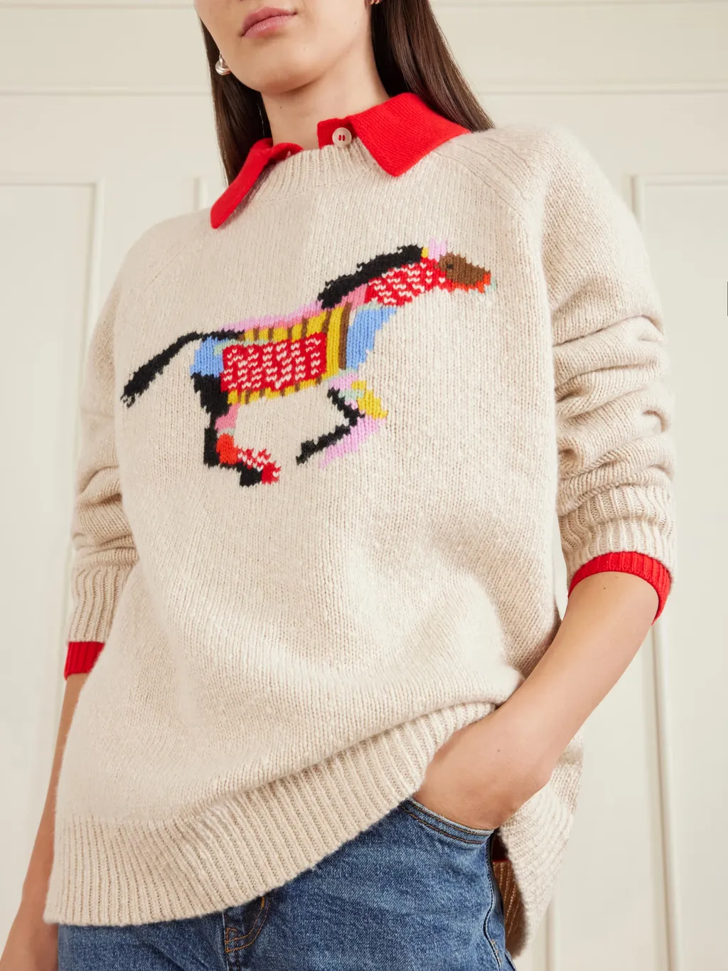 Glacier Horse Intarsia-Knit Cashmere Sweater