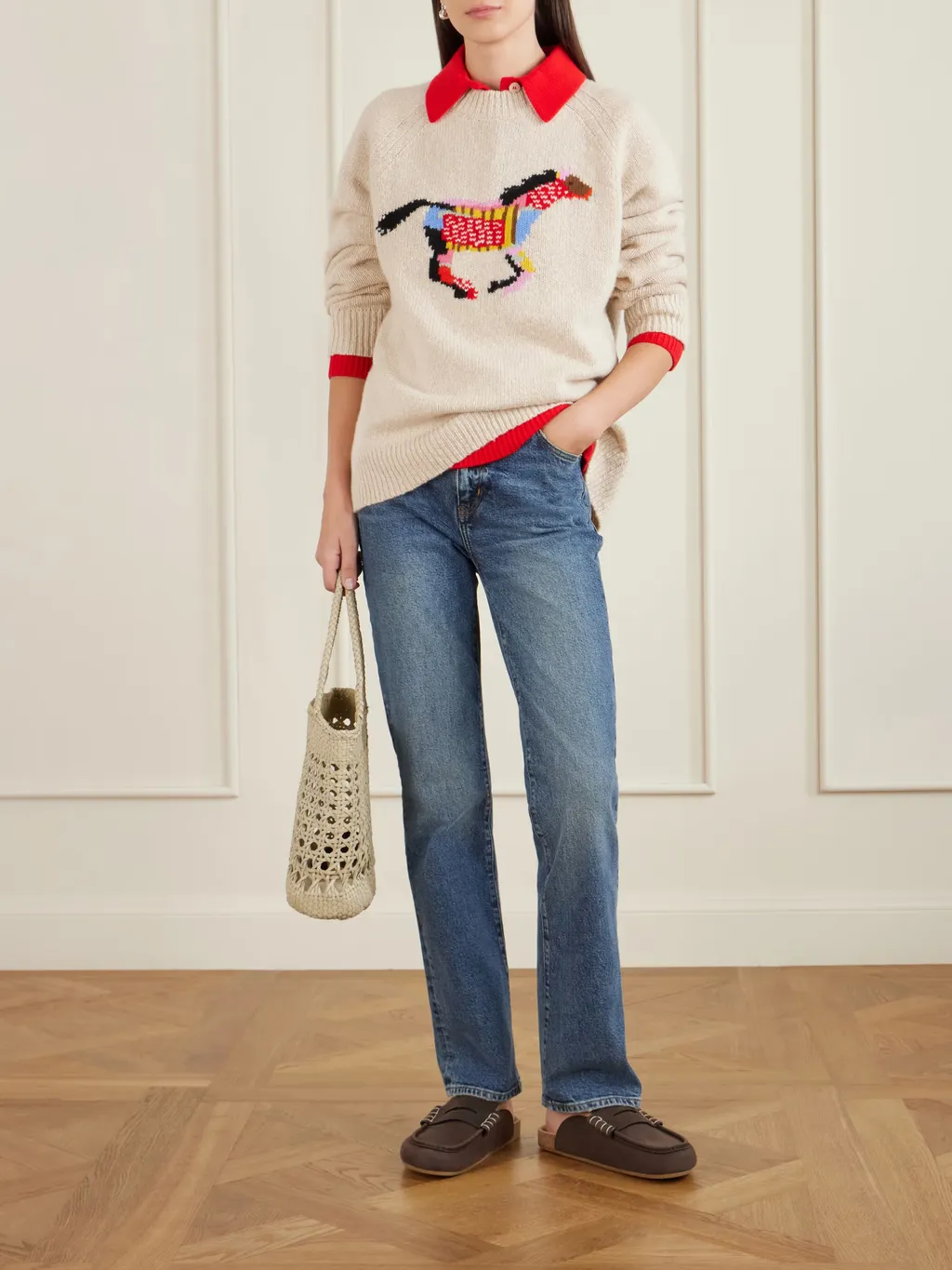 Glacier Horse Intarsia-Knit Cashmere Sweater