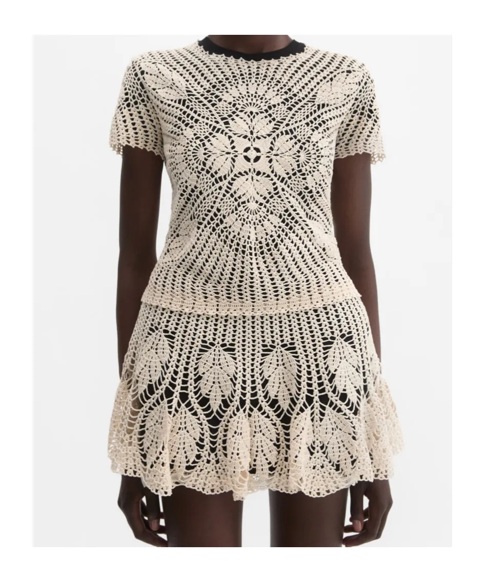 Mini Skirt With Crochet Overlay