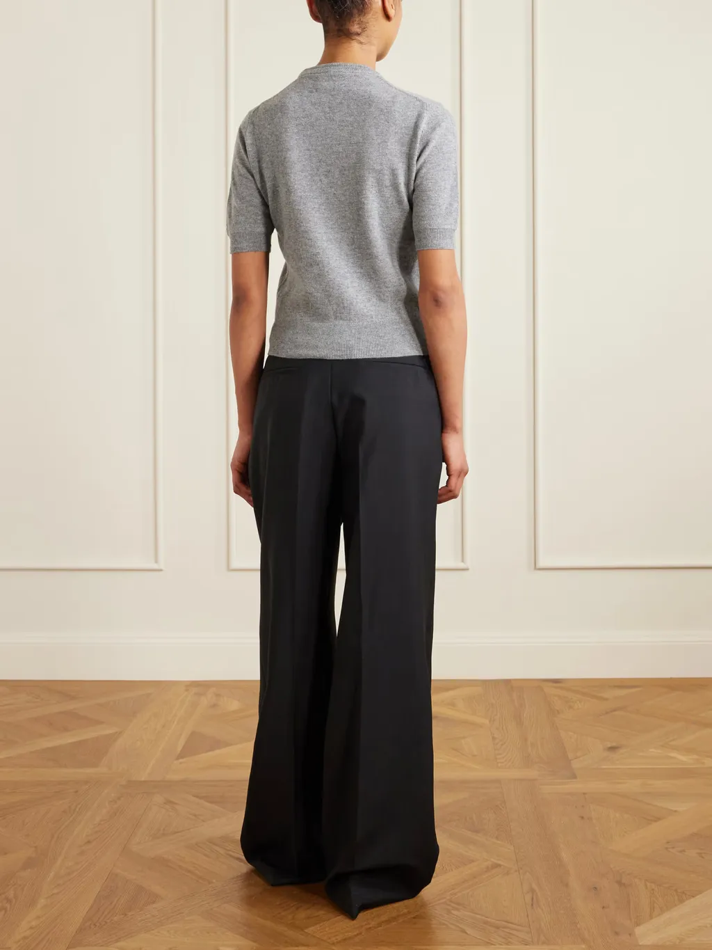 Short-Sleeved Wool Knit Sweater