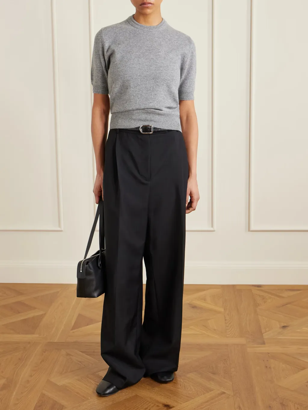Short-Sleeved Wool Knit Sweater