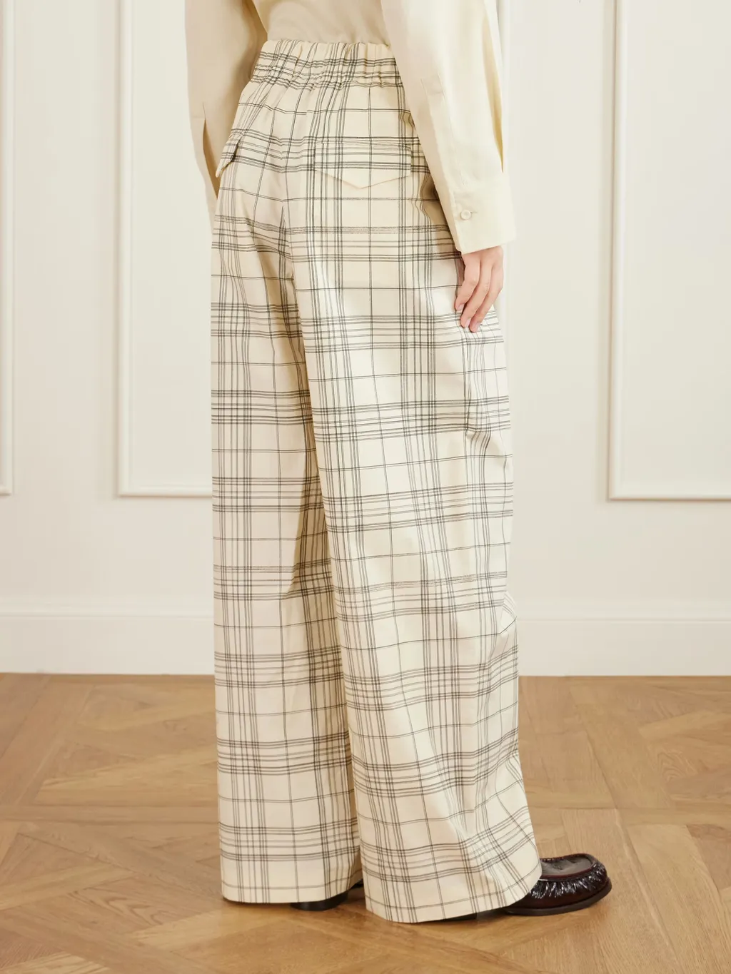 Plaid Wide-Leg Casual Pants