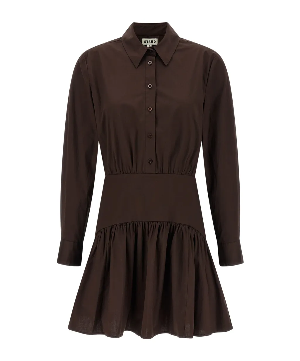 Staud Long Sleeve Gathered Detail Dress