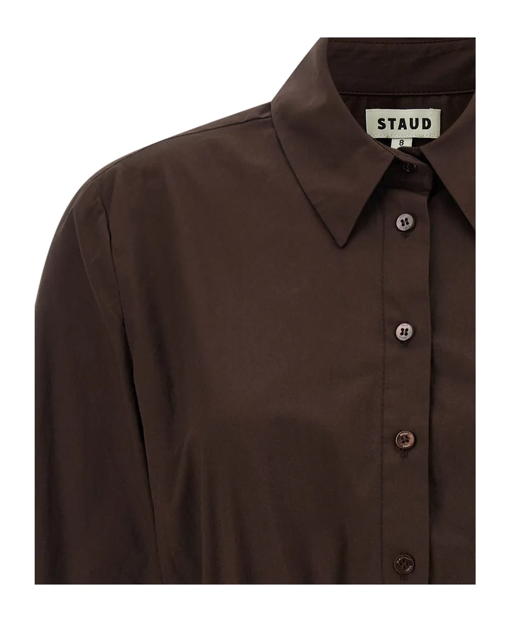 Staud Long Sleeve Gathered Detail Dress