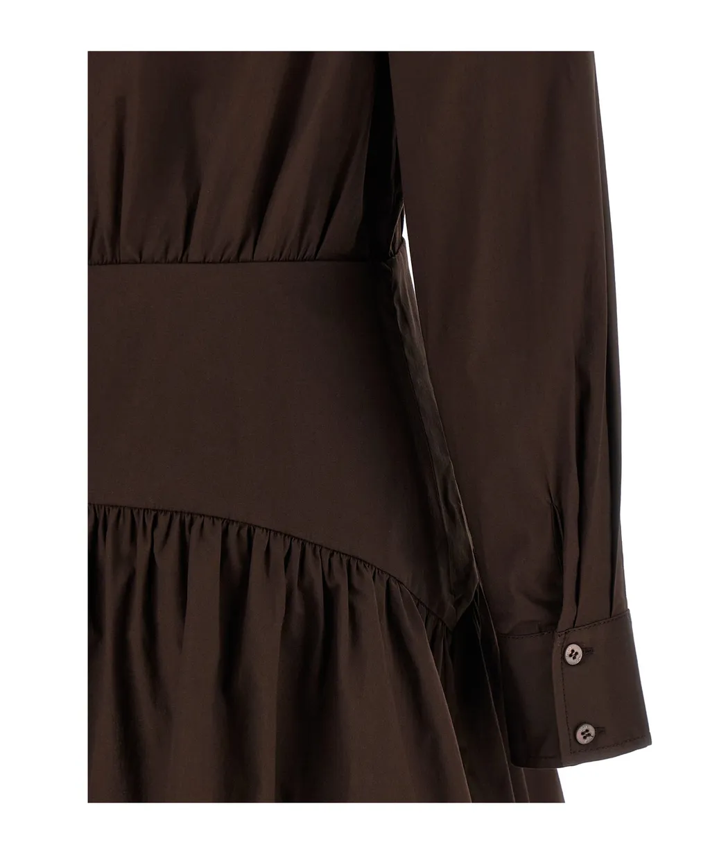 Staud Long Sleeve Gathered Detail Dress