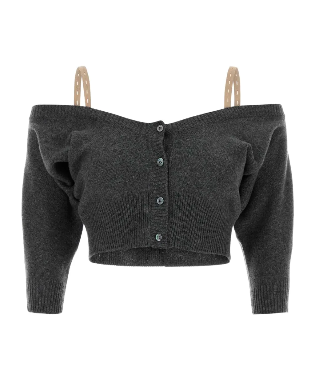 Miu Miu Off-Shoulder Cropped Cardigan