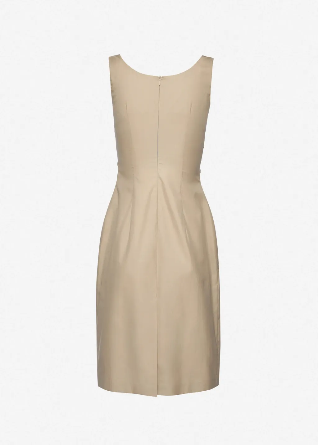 Sleeveless Dress With Draped Neckline In Beige