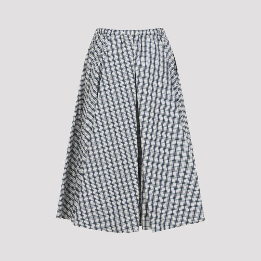 Prada Checked Midi Skirt