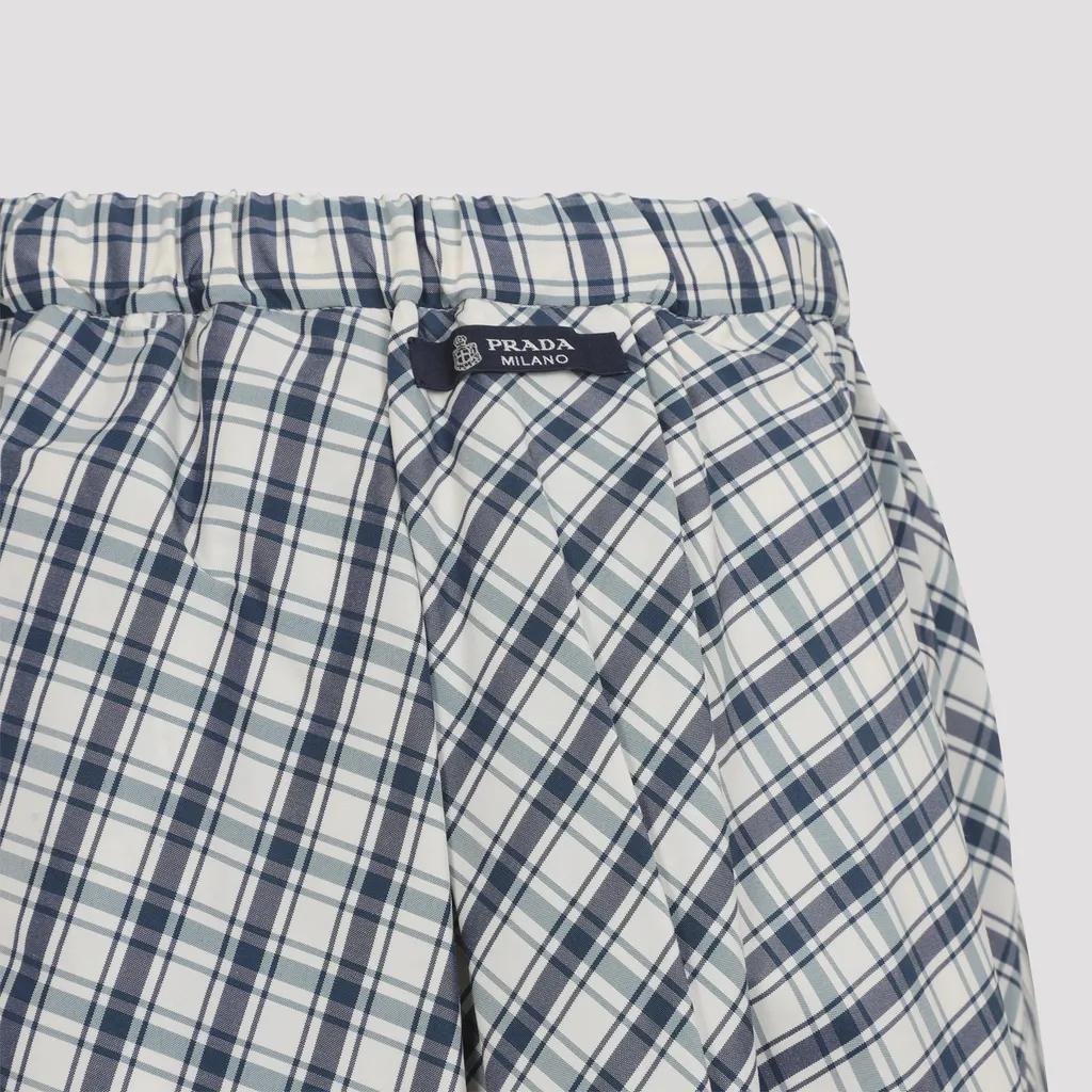 Prada Checked Midi Skirt