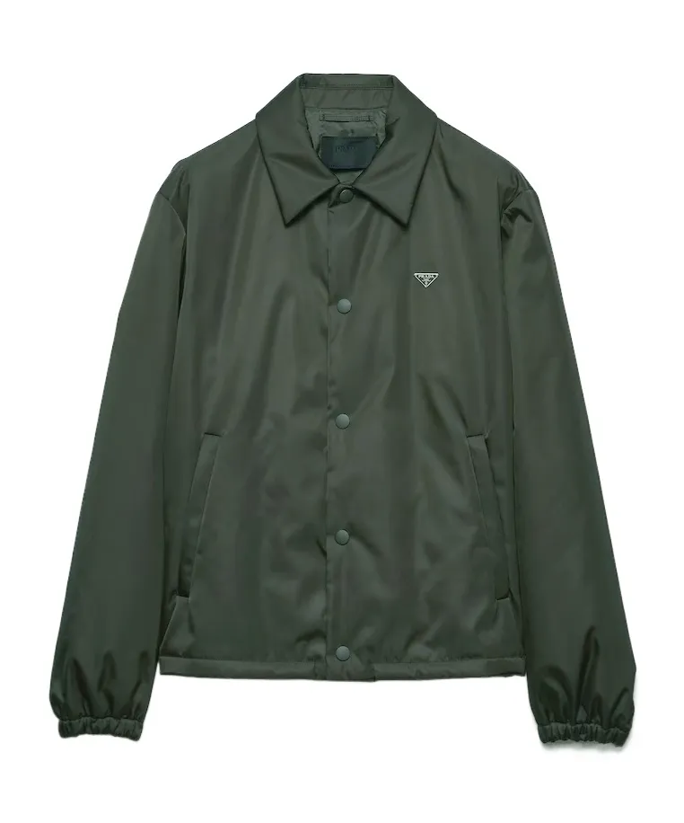 Prada Triangle-Logo Button-Up Coat