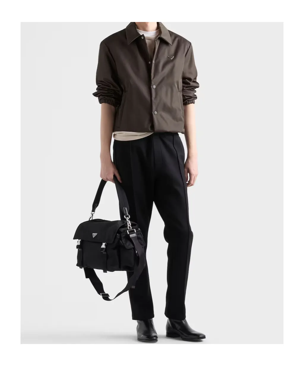 Prada Triangle-Logo Button-Up Coat