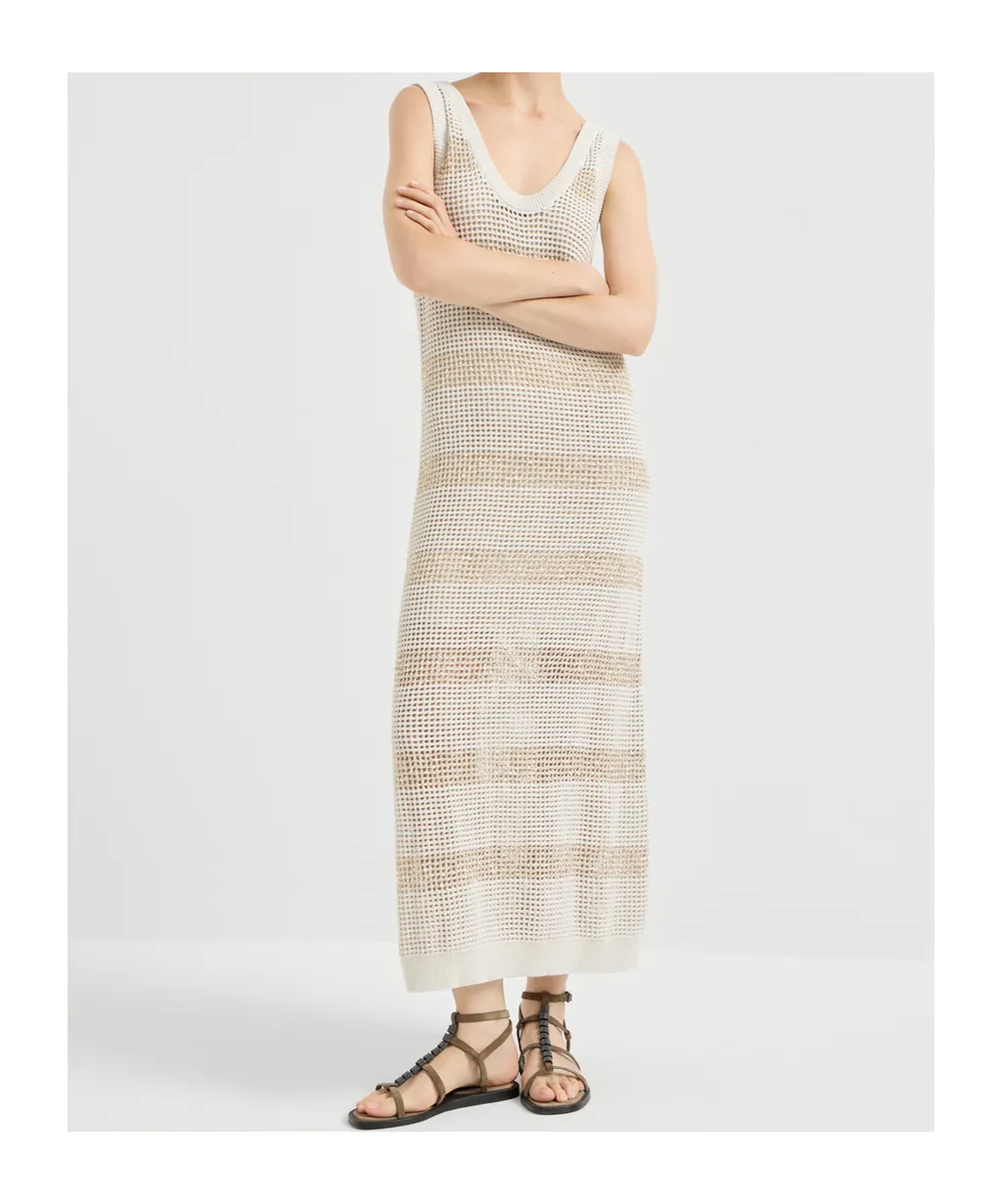 Striped Sleevess Midi Dress