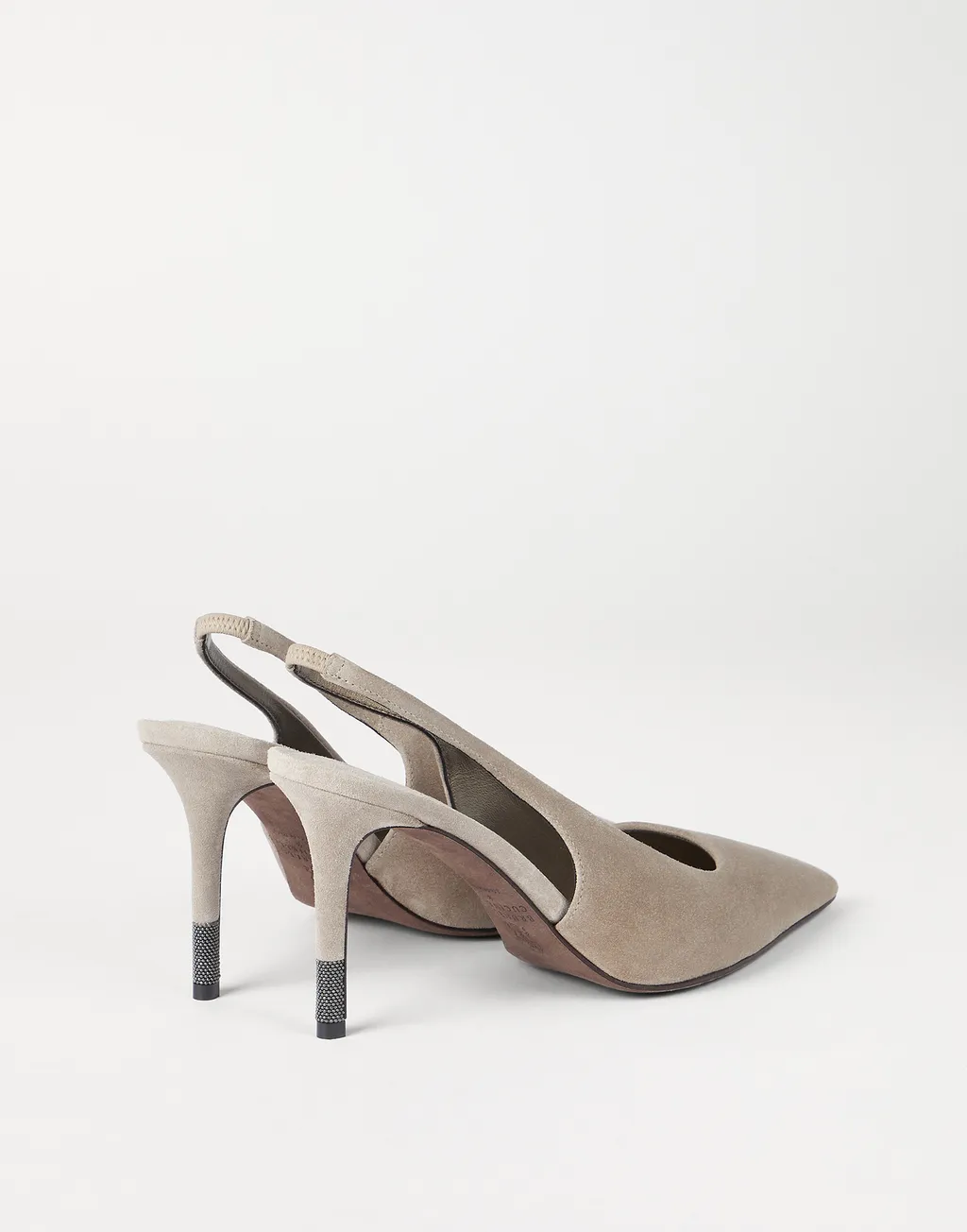 Suede Monili Slingback Pumps