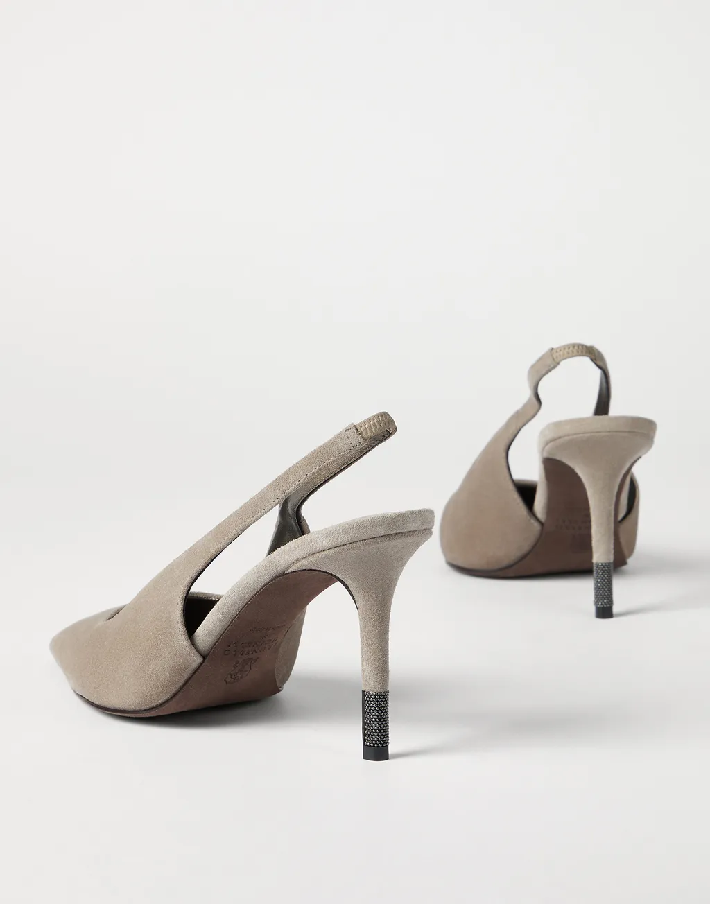 Suede Monili Slingback Pumps