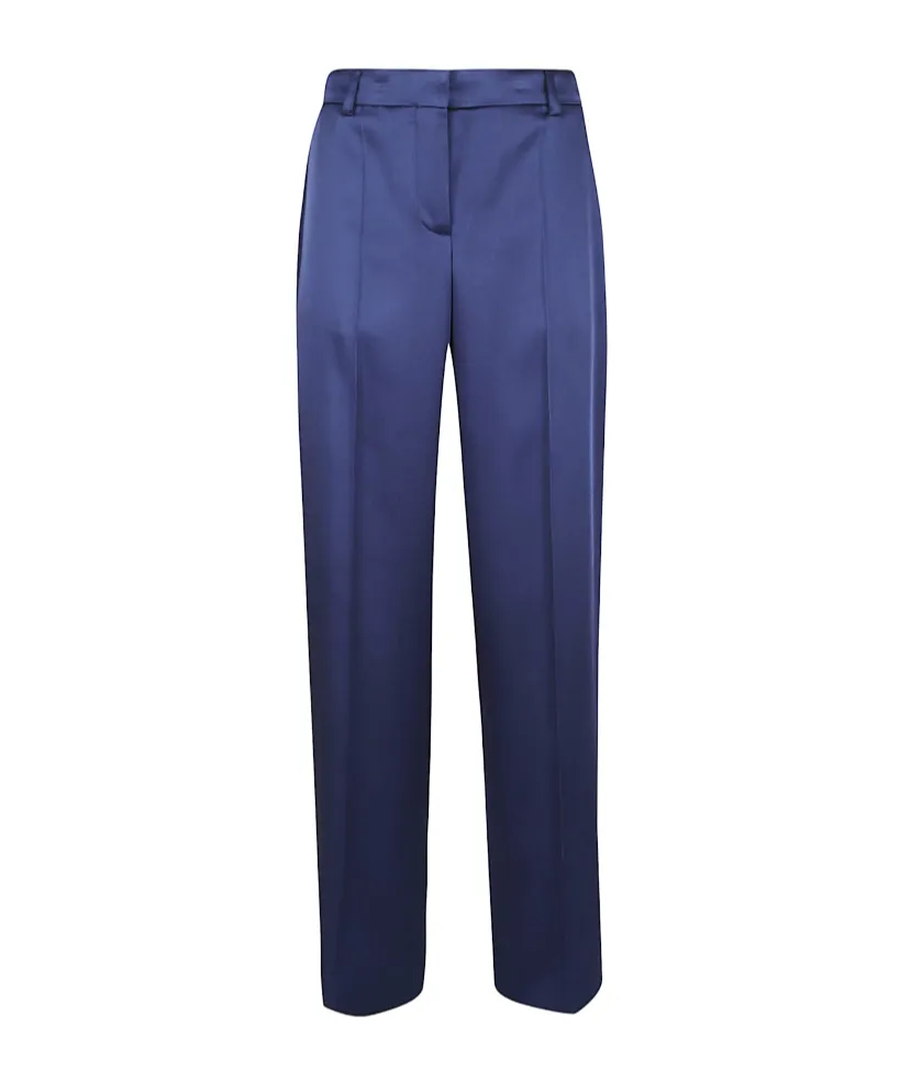 Satin Dropped Waist Straight Wide Leg