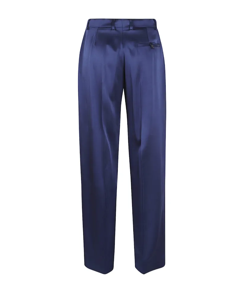 Satin Dropped Waist Straight Wide Leg