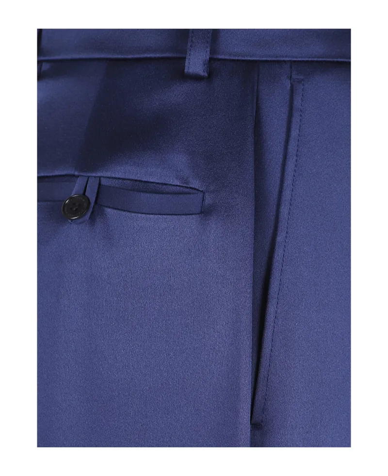 Satin Dropped Waist Straight Wide Leg