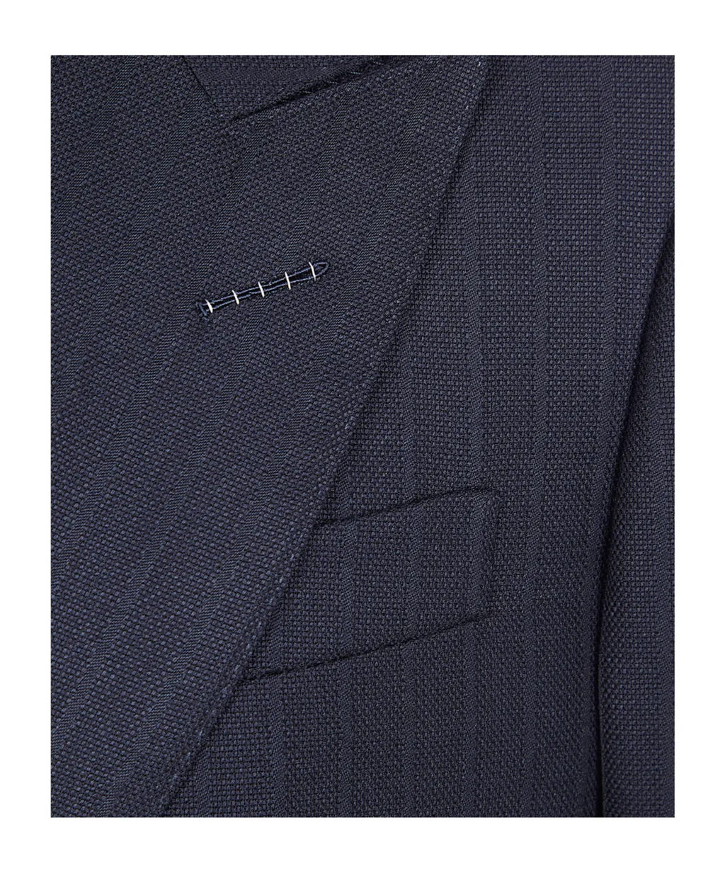 Striped Double-Breasted Suit Jacket