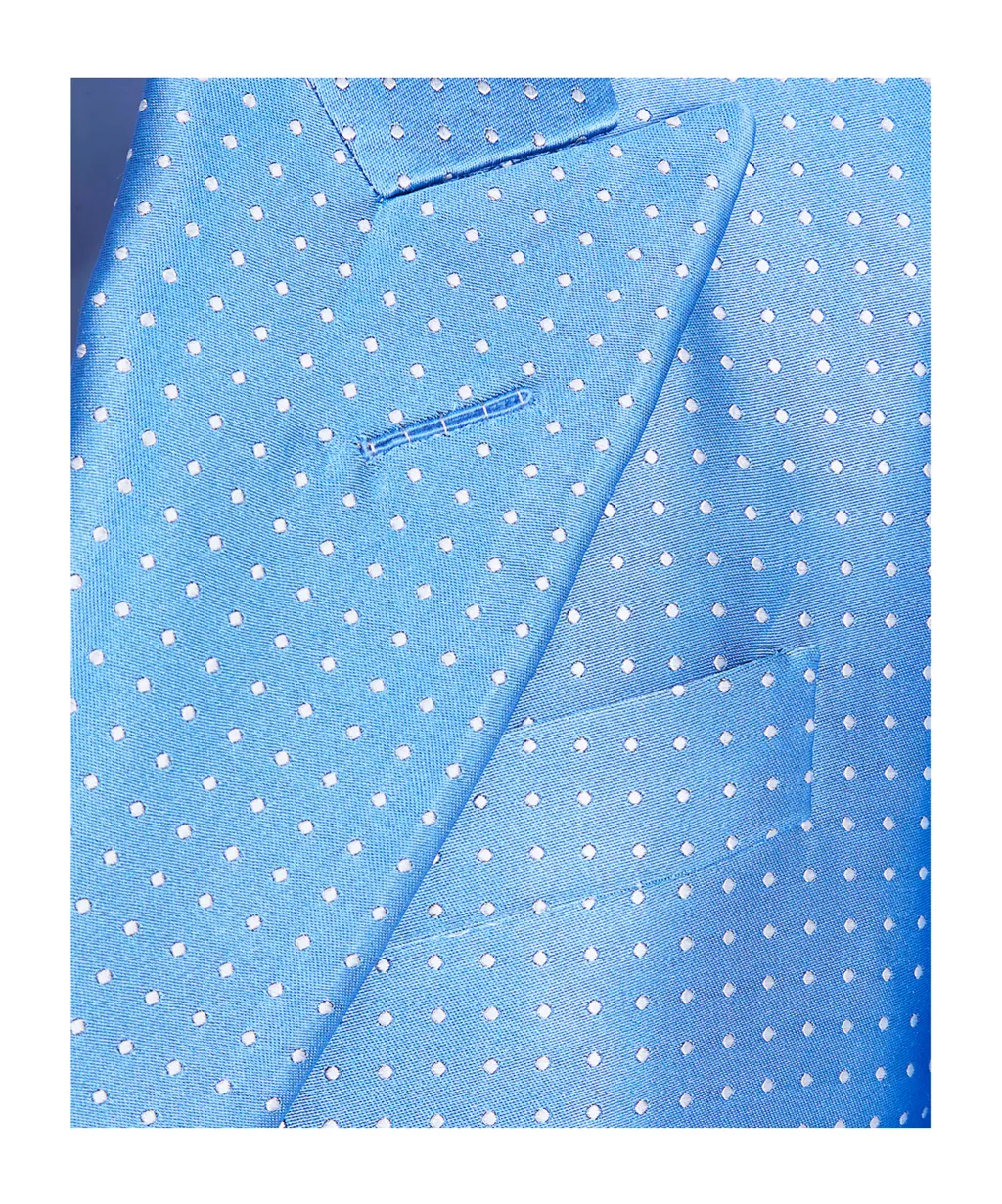 Polka Dot Jacquard Double-Breasted Suit Jacket
