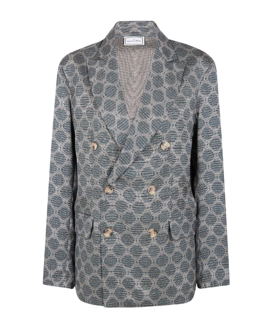 Double-Breasted Patterned Blazer