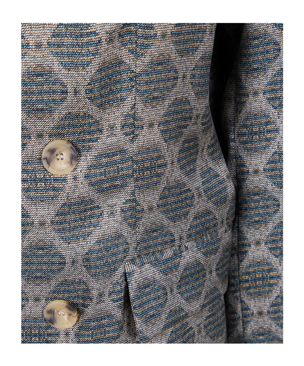 Double-Breasted Patterned Blazer