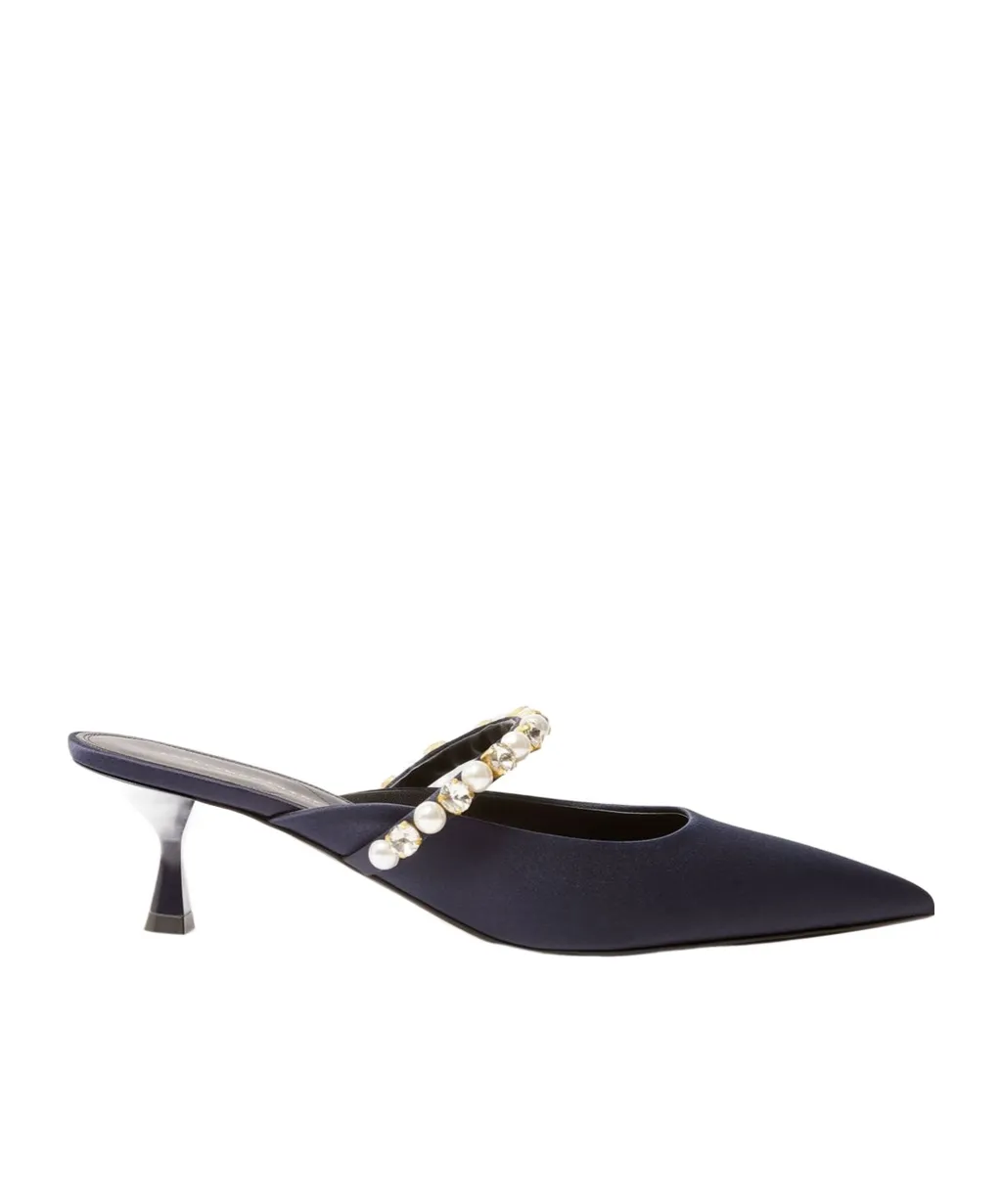 Pearl-Embellished Heeled Sandals