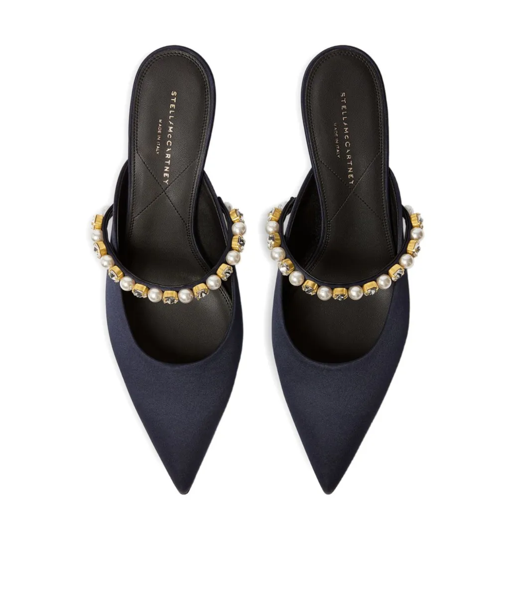 Pearl-Embellished Heeled Sandals