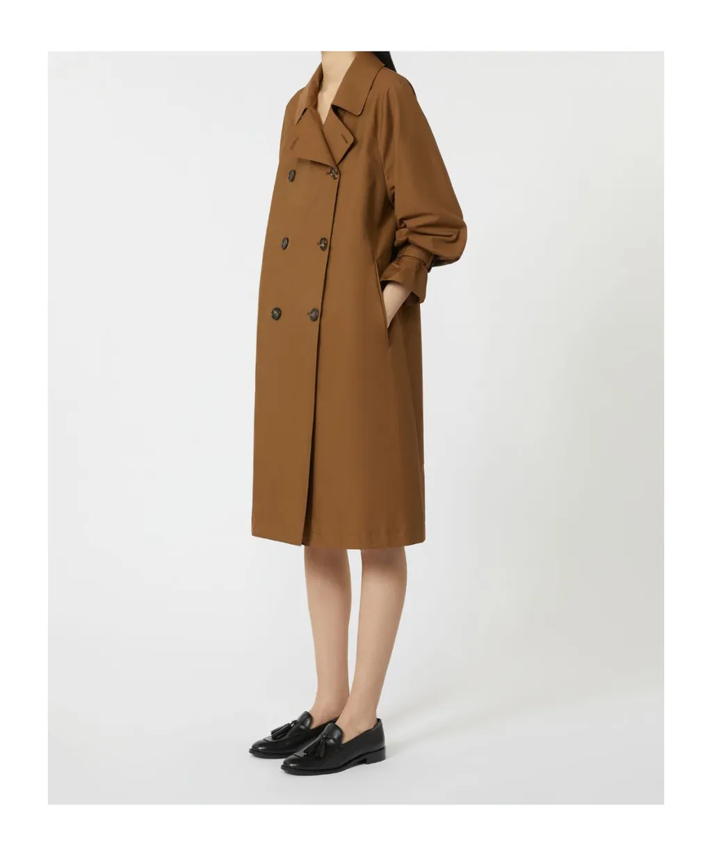 Double-Breasted Waterproof Twill Trench Coat
